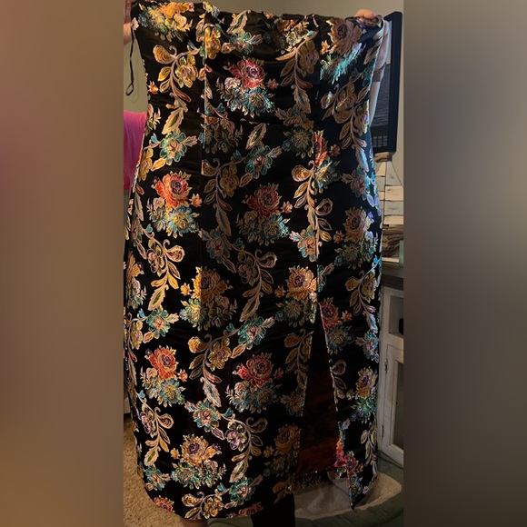 Olia Ganni Jacquard Strapless Midi Dress - Size XLarge. NWT - Picture 2 of 3